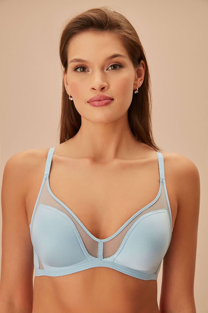 Suwen Dove Blue Invisible Tulle Bra Bra - 75-C