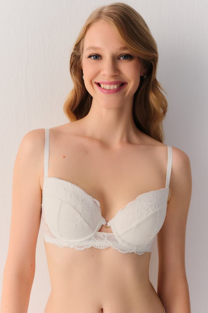 Suwen Ecru Honey Padded Bra Bra - 75-C