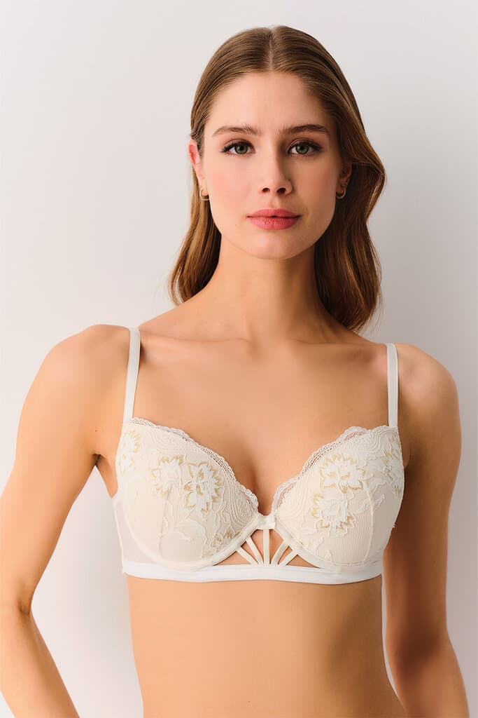 Suwen Ecru Duchess Padded Bra Bra - 75-C