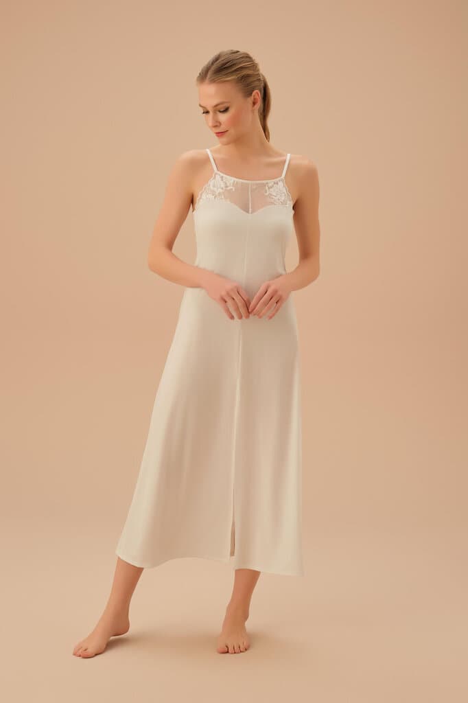 Suwen Ecru Swan Long Nightie Nightie - L 2