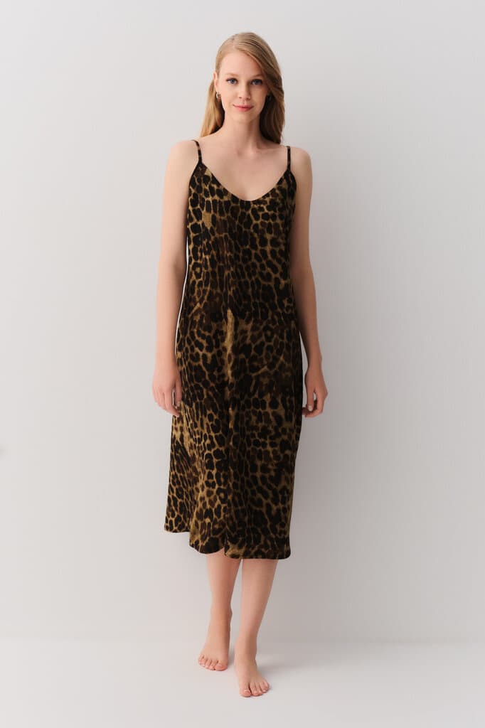 Suwen Leopard Print Mathilda Long Nightie Nightie - M