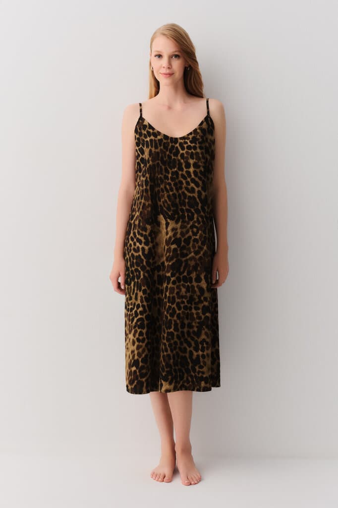 Suwen Leopard Print Mathilda Long Nightie Nightie - M 2