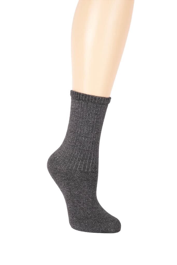 Suwen Gray Shiny Socket Socks - STD