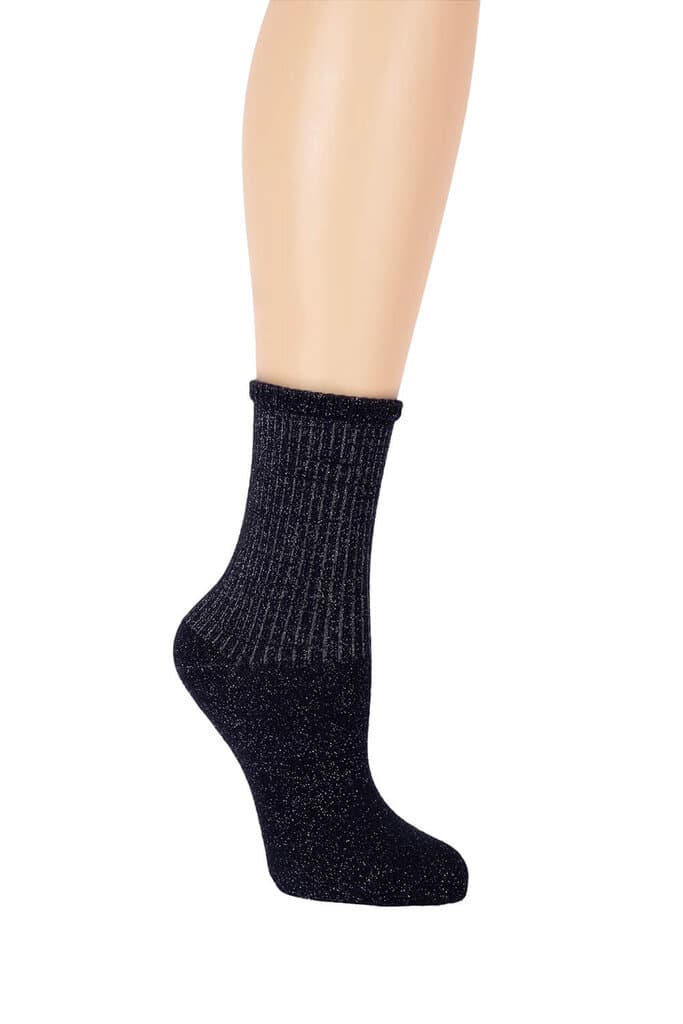 Suwen Navy Shiny Socket Socks - STD