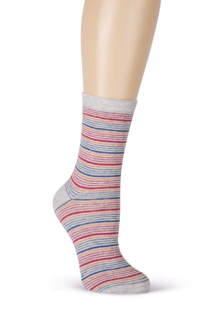 Suwen Gray Lurex Stripe Socket Socks - STD