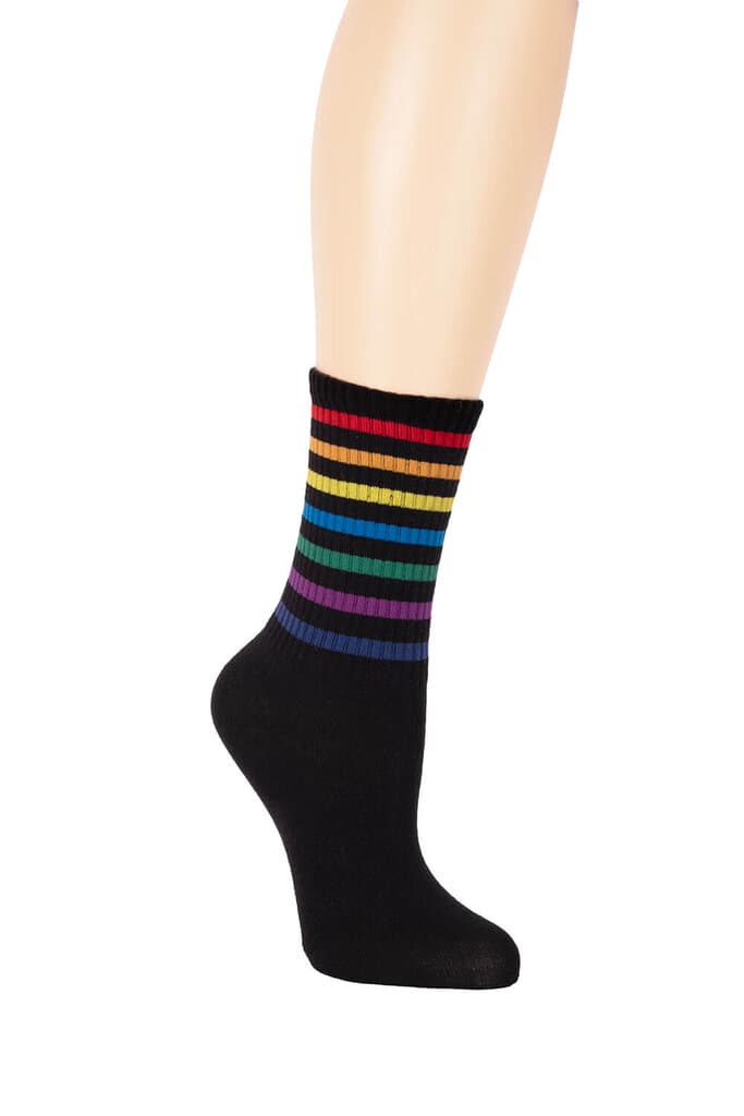 Suwen Black Colorful Stripe Socket Socks - STD