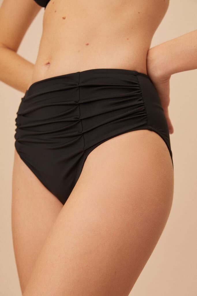 Suwen Black Draped Bikini Bottom Bikini Bottom - 36