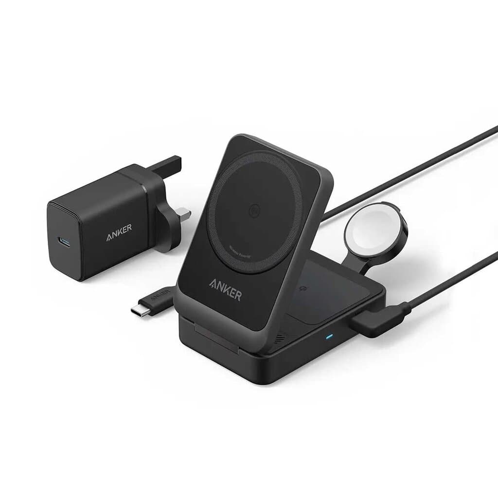 Anker MagGo Charging Station - 15W Qi2, 3-in-1 - Black (B2557211)