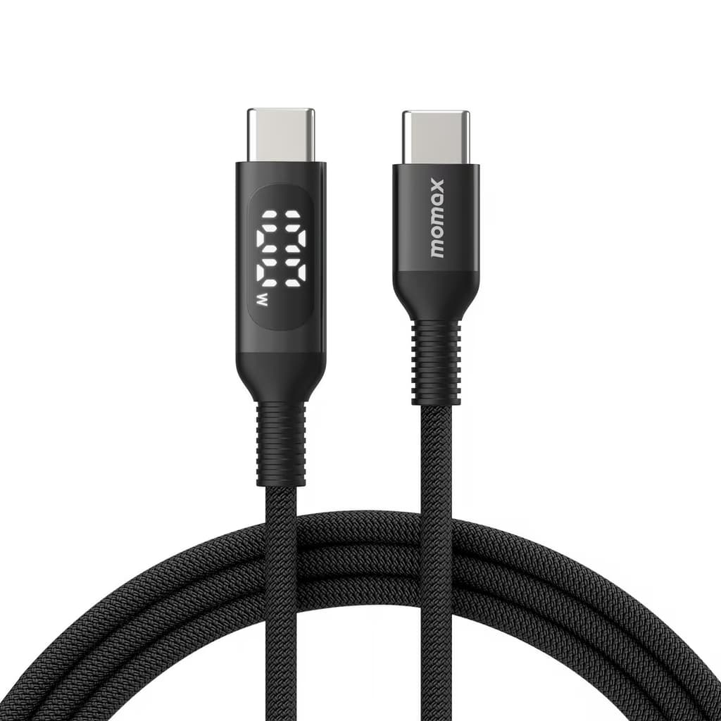 Momax ELITELINK Cable - USB-C to USB-C, 1.2m, w/ LED Display - Black (DC22D)
