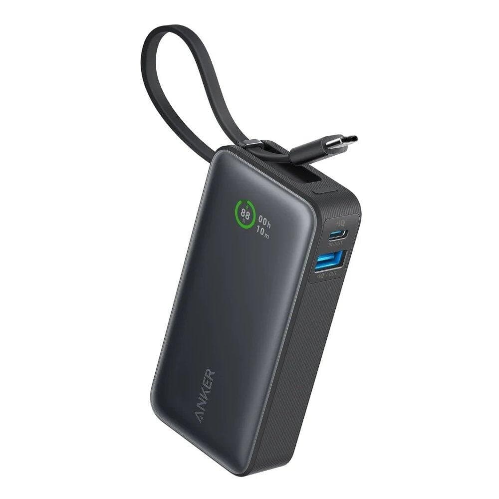 Anker 533 Power Bank - 10K mAh, 30W, Built-in USB-C Cable - Black (A1259H11)