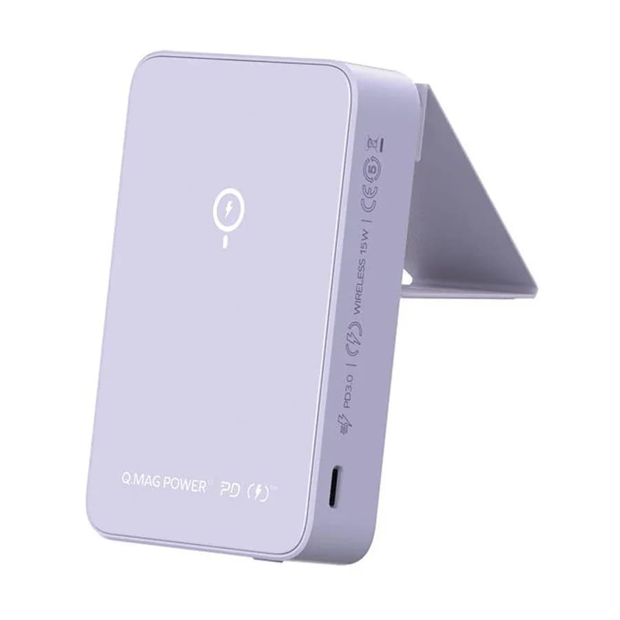 MOMAX Q.Mag Power 15 Magnetic Wireless Power Bank - 10K mAh, w/ Stand - Purple (IP121U)