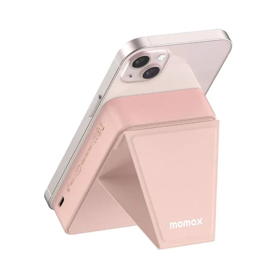 MOMAX Q.Mag Power 15 Magnetic Wireless Power Bank - 10K mAh, w/ Stand - Pink (IP121P) 3