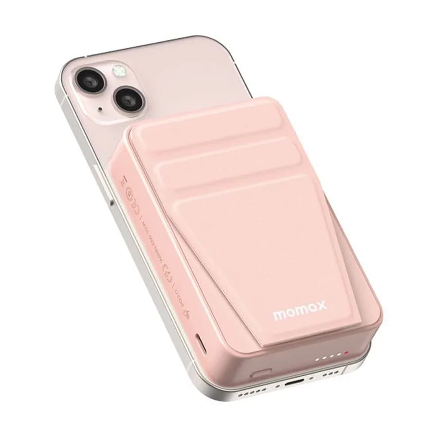 MOMAX Q.Mag Power 15 Magnetic Wireless Power Bank - 10K mAh, w/ Stand - Pink (IP121P) 4