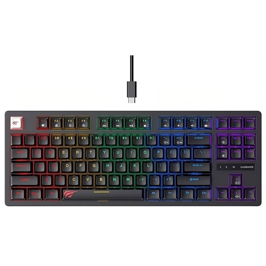 HAVIT Mechanical Keyboard - 87 Keys, Mixed Backlight, USB - Black (KB892L)