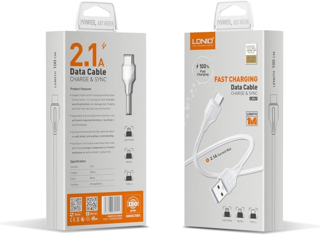LDNIO LS541 Micro-USB 2.1A Fast Data Cable (1m) - White
