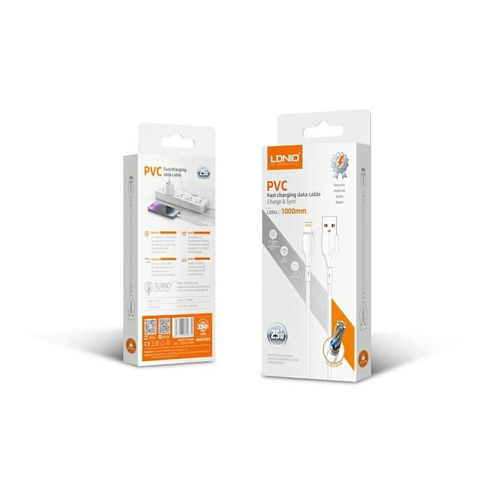 LDNIO LS841 25W Lightning Fast Charging Cable (1m) - White
