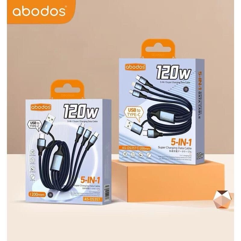 Abodos AS-DS357 5-in-1 120W Super Charging Cable - Black