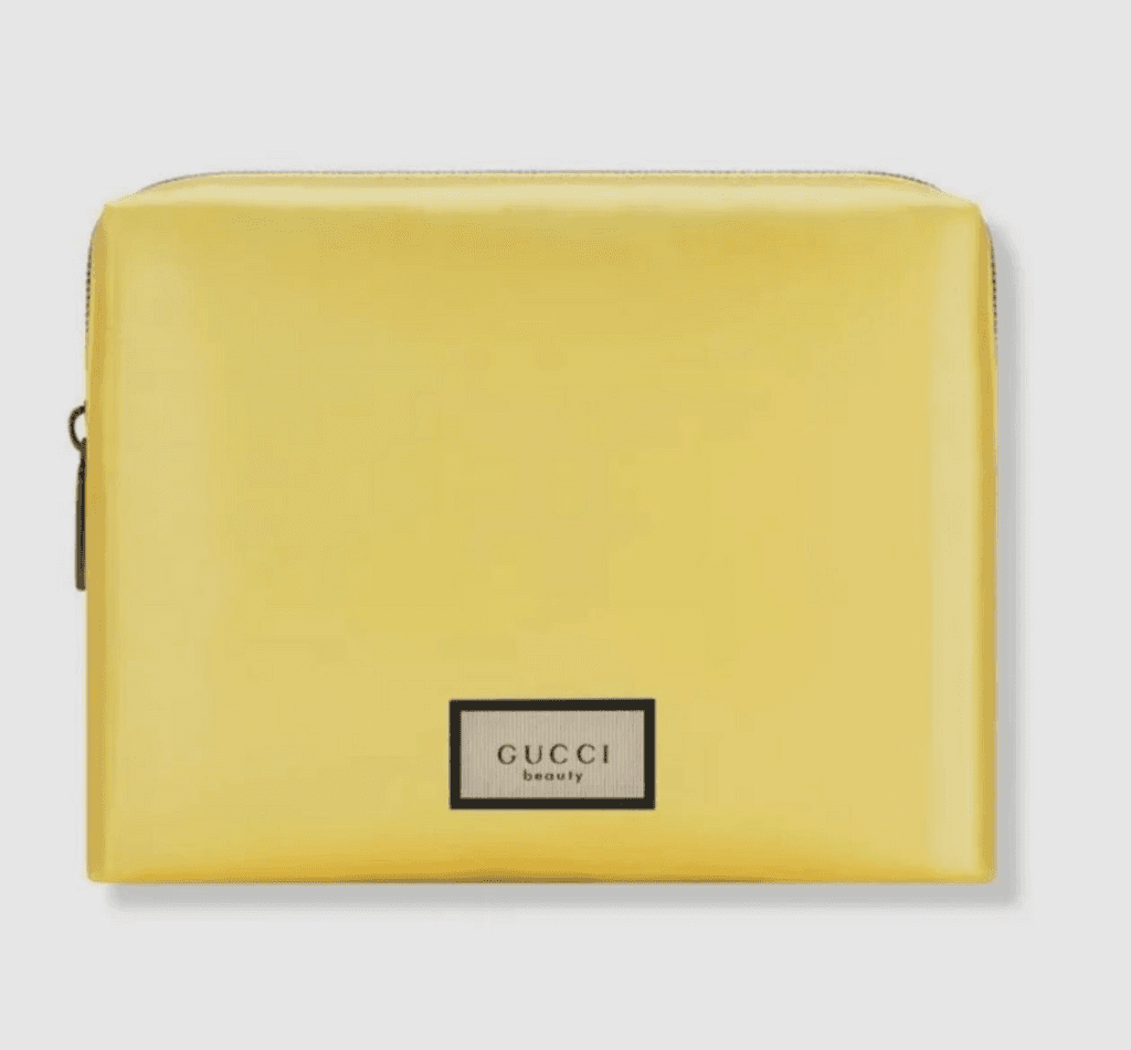 Gucci YELLOW Shimmer Zip Pouch/ Cosmetic /Makeup Bag