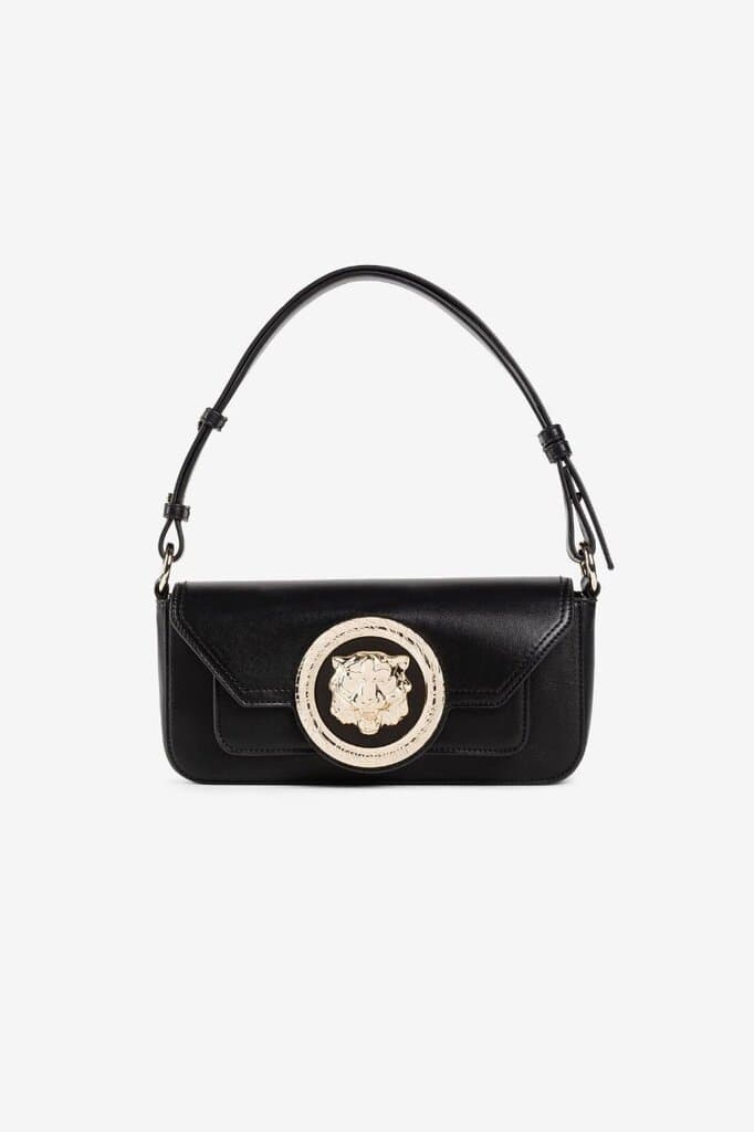 JUST CAVALLI Tiger Head Motif Shoulder Bag In Black