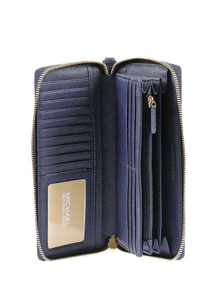 Michael Kors Large Continental Leather Long Zip Around Wristlet Wallet - Navy 2