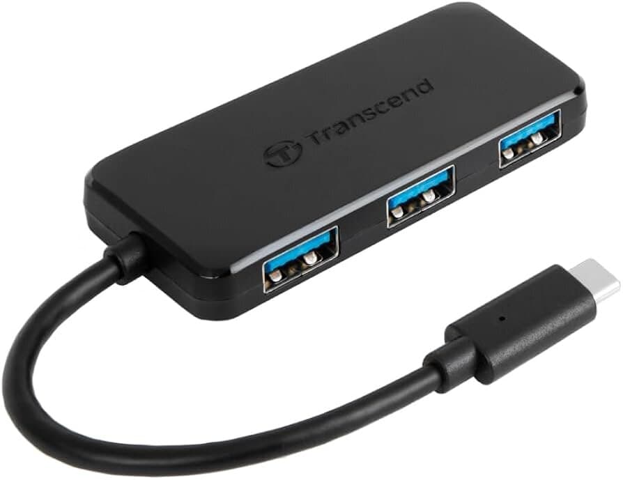 Transcend HUB 4-Port HUB, Type C, 4-Port USB 3.0, Compatible with iPhone, iPad, Mac, Flash Drive - T