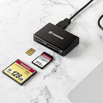 Transcend All-in-1 Multi Card Reader, Black, SDHC / SDXC / microSDHC / SDXC / CF UDMA, Black - TS-RD