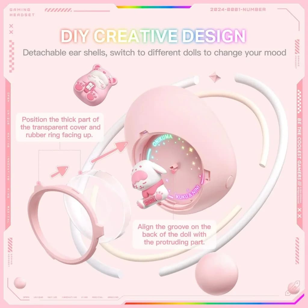 ONIKUMA T302 5.3 Bluetooth (Pink) 2