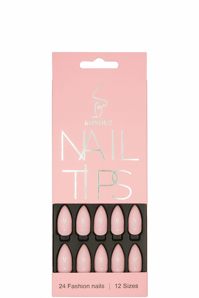 Konouz Nail Tips – Soft Baby Pink | 24 Pieces, 12 Sizes (07)