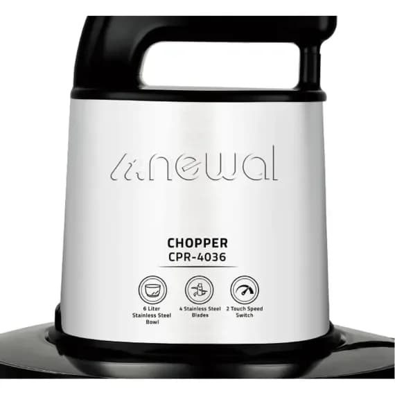 Newal Heavy Duty Food Chopper with 6 Liter Steel Bowl and 1000W Motor - CPR-4036 4