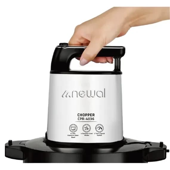 Newal Heavy Duty Food Chopper with 6 Liter Steel Bowl and 1000W Motor - CPR-4036 2