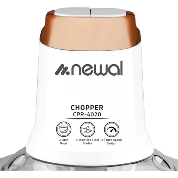 Newal Food Chopper 2 Liter Plastic Bowl For Meat And Vegetable Grinding - CPR-4020 4
