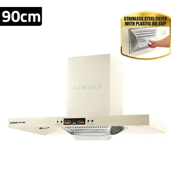 Newal Kitchen Hood 90cm with Stainless Steel Filter, Copper Motor, LED Lighting - HOD-3960/04
