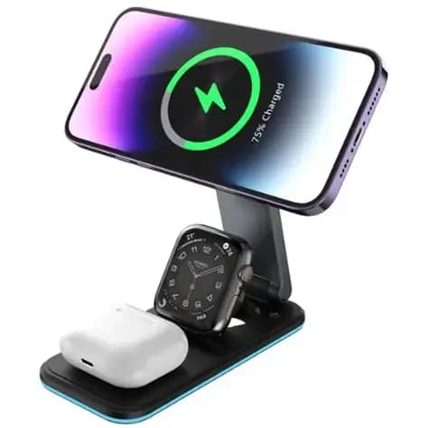 RockRose Wireless Charger 3-in-1 - RRWC12B (Black)