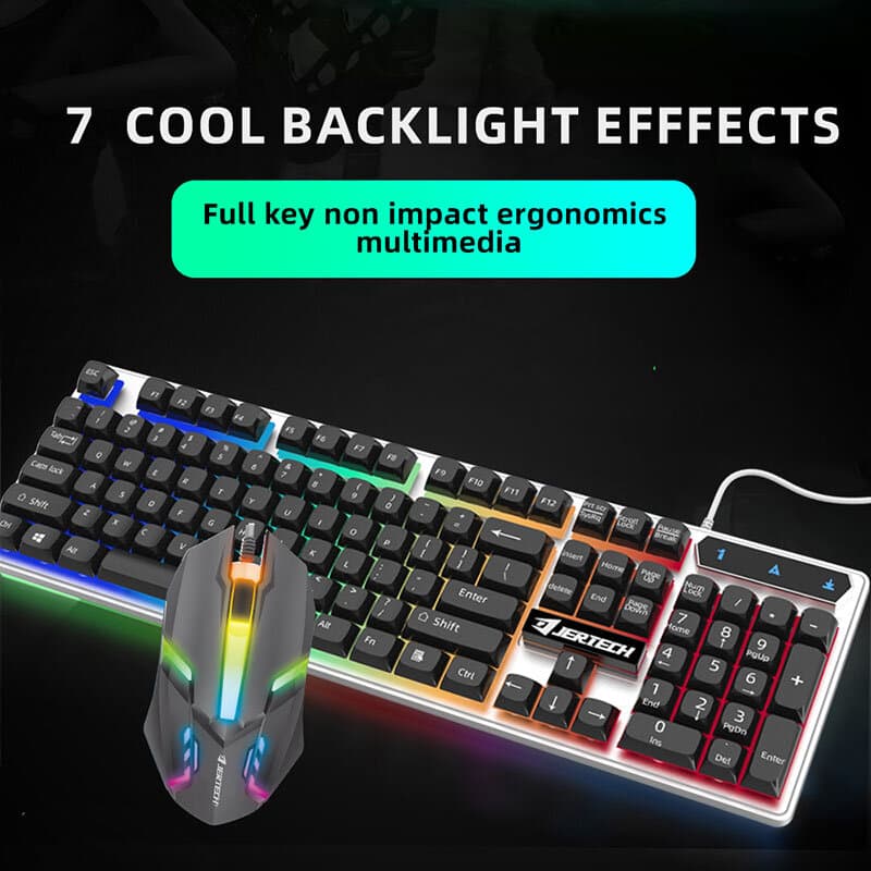 Jertech KM170 Rainbow LED Gaming Combo (Black)