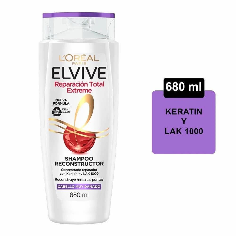Reduces split ends and fights very damaged hair. Shampoo with Lak 1000 + Bio-ceramide repairs extreme damage to the hair.Elvive Total Repair 5 Extreme Shampoo fights very damaged hair. With LAK 1000 +