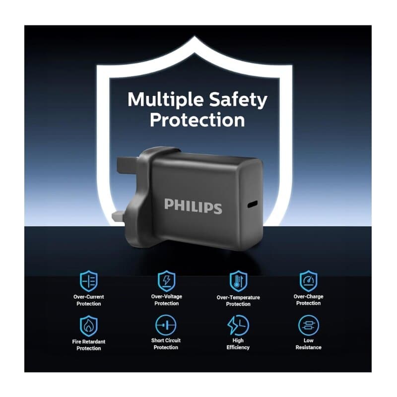 Philips Wall Charger 30W with Cable C-C DLP5312NB (Black) 3