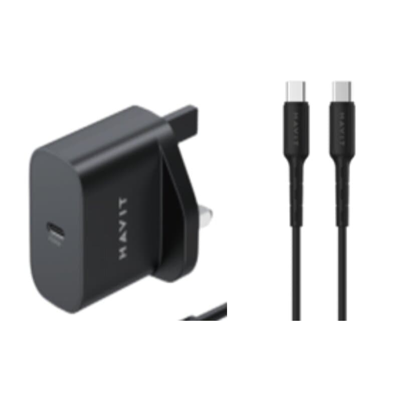 Havit ST712 UK Charger with USB-C to USB-C Cable 20W