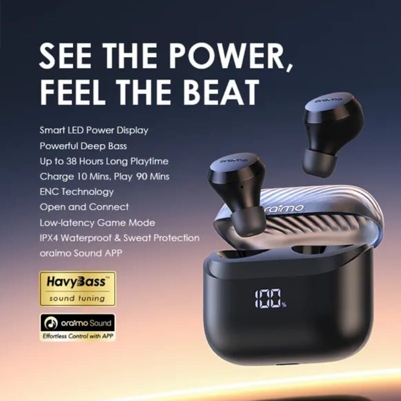 Oraimo SpaceBuds Z Black ANC TWS Earbuds 6
