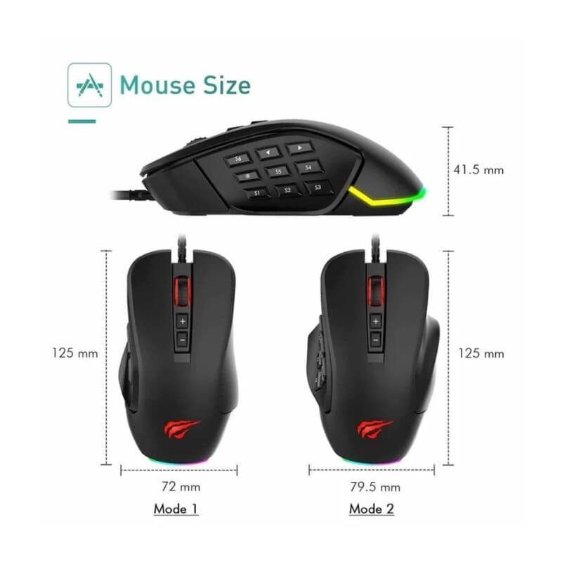 Havit MS900 RGB Gaming Mouse (Black) 2