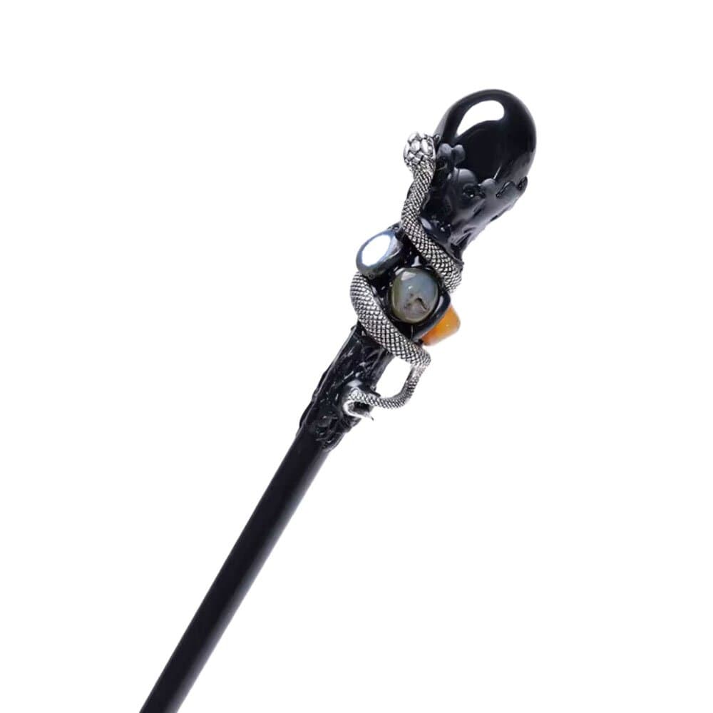 Crystal Wand Glass With Snake - Black