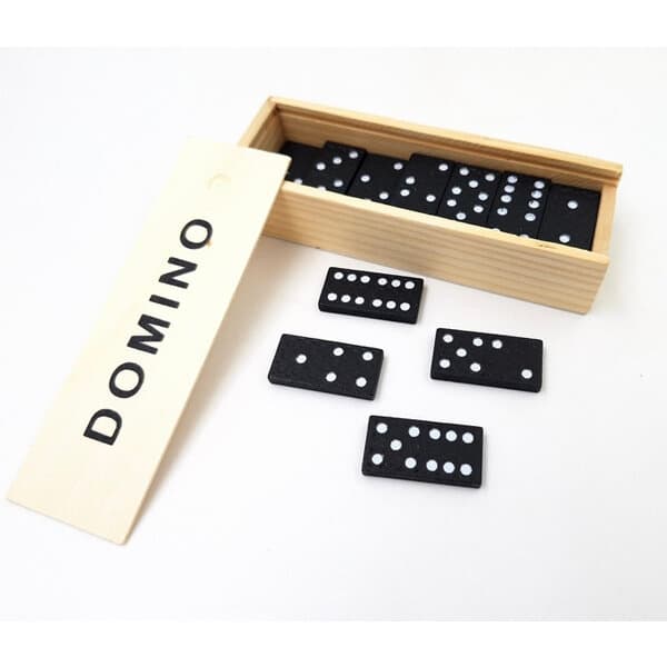 Domino Set Small with Brown Case - Black