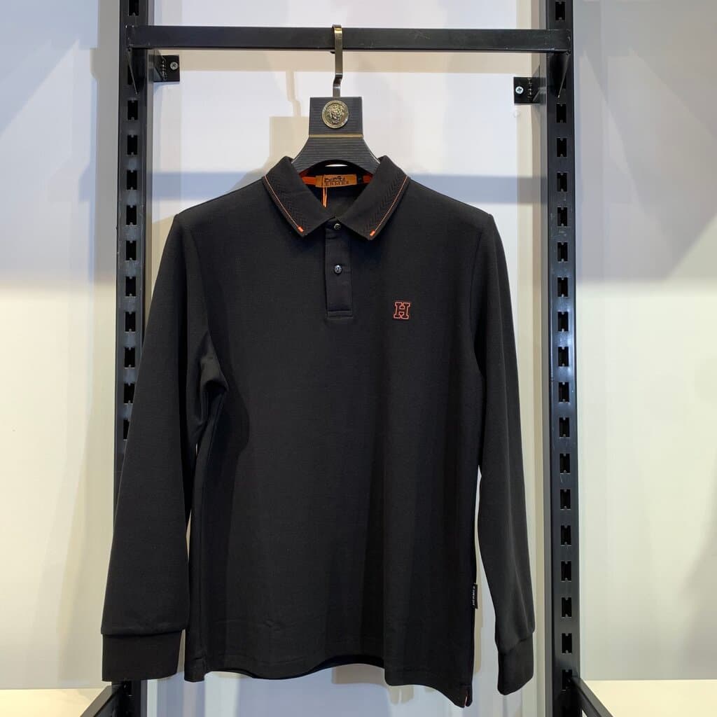 HERMES Men's Cotton Shirt - Black (L)