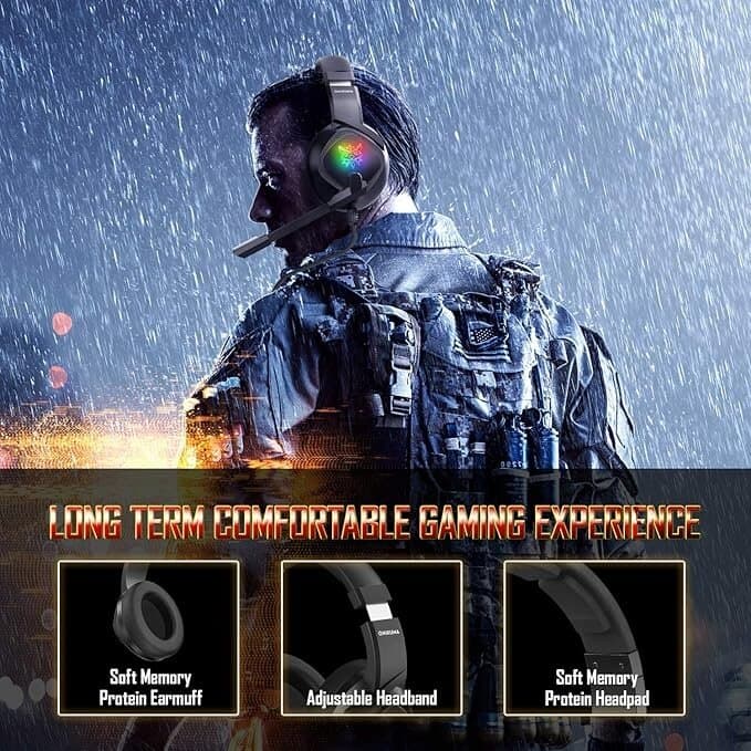 ONIKUMA K19 RGB Wired Gaming Headset - Black 3