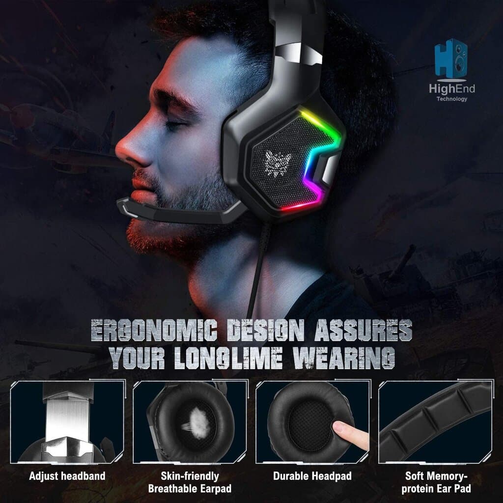 سماعة الألعاب ONIKUMA K10 PRO RGB السلكية - أسود — photo 4