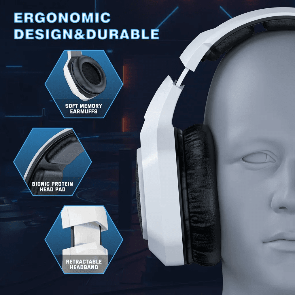 ONIKUMA B100 RGB Wireless Gaming Headset - White — photo 5