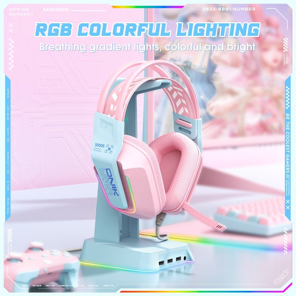 ONIKUMA X13 RGB Gaming Headset - Pink — photo 4