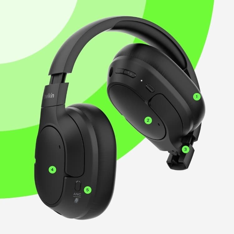 Belkin Isolate Noise Cancelling Over-Ear Headset - Black — photo 2