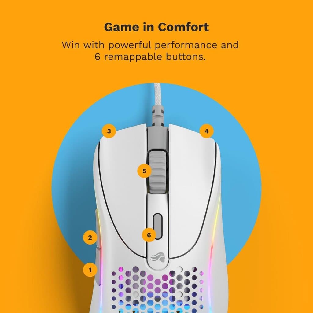 Glorious Model D2 Wired Mouse, 58G - White 3