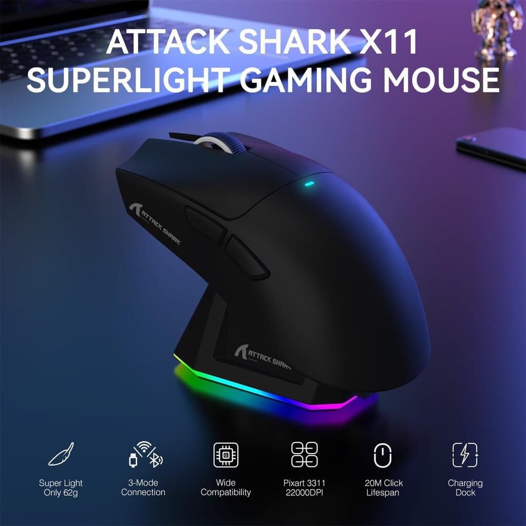 Attack Shark X11 Multi-Mode Mouse - Black 3