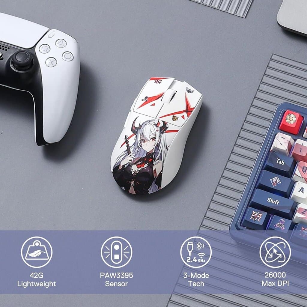 Redragon Anime Ultra Light Wireless Gaming Mouse - White 5